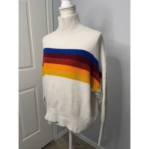 Express Rainbow Stripe Mock Turtleneck